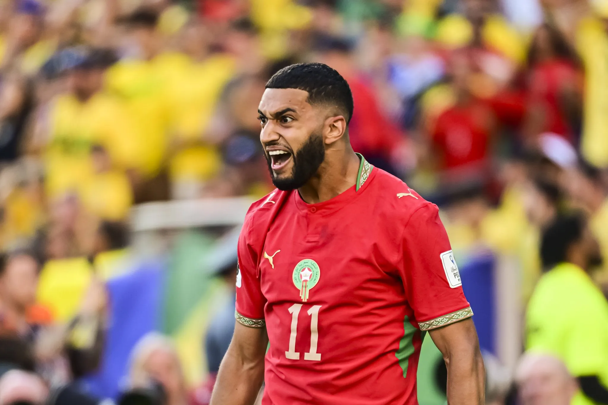 Saibari celebra gol pela seleção marroquina