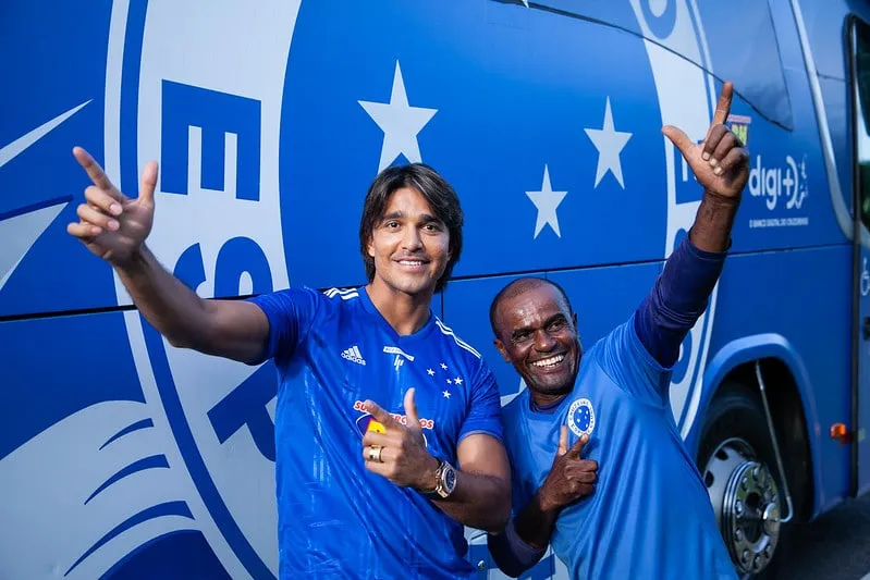 Marcelo Moreno e o hist&oacute;rico Sorriso, lendas do Cruzeiro