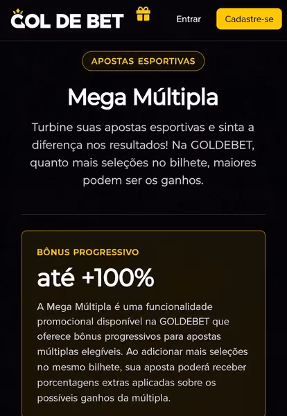 Promo&ccedil;&atilde;o &ldquo;Mega M&uacute;ltipla&rdquo;, da Goldebet