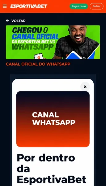Canal oficial da Esportiva Bet no WhatsApp