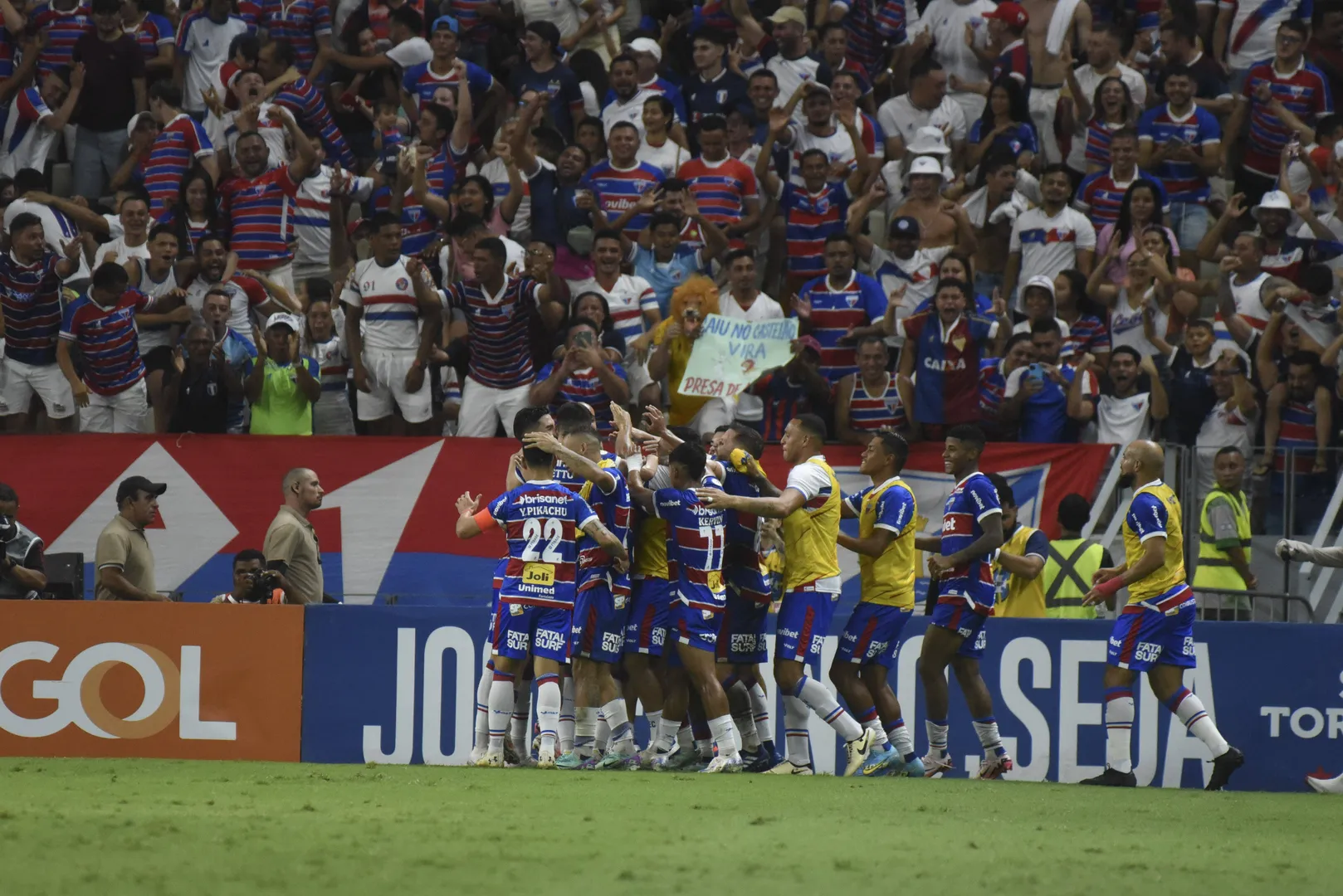 Action during the Campeonato Brasileiro football game between Fortaleza v Sao Paulo at Arena Castelao, Fortaleza, Brazil