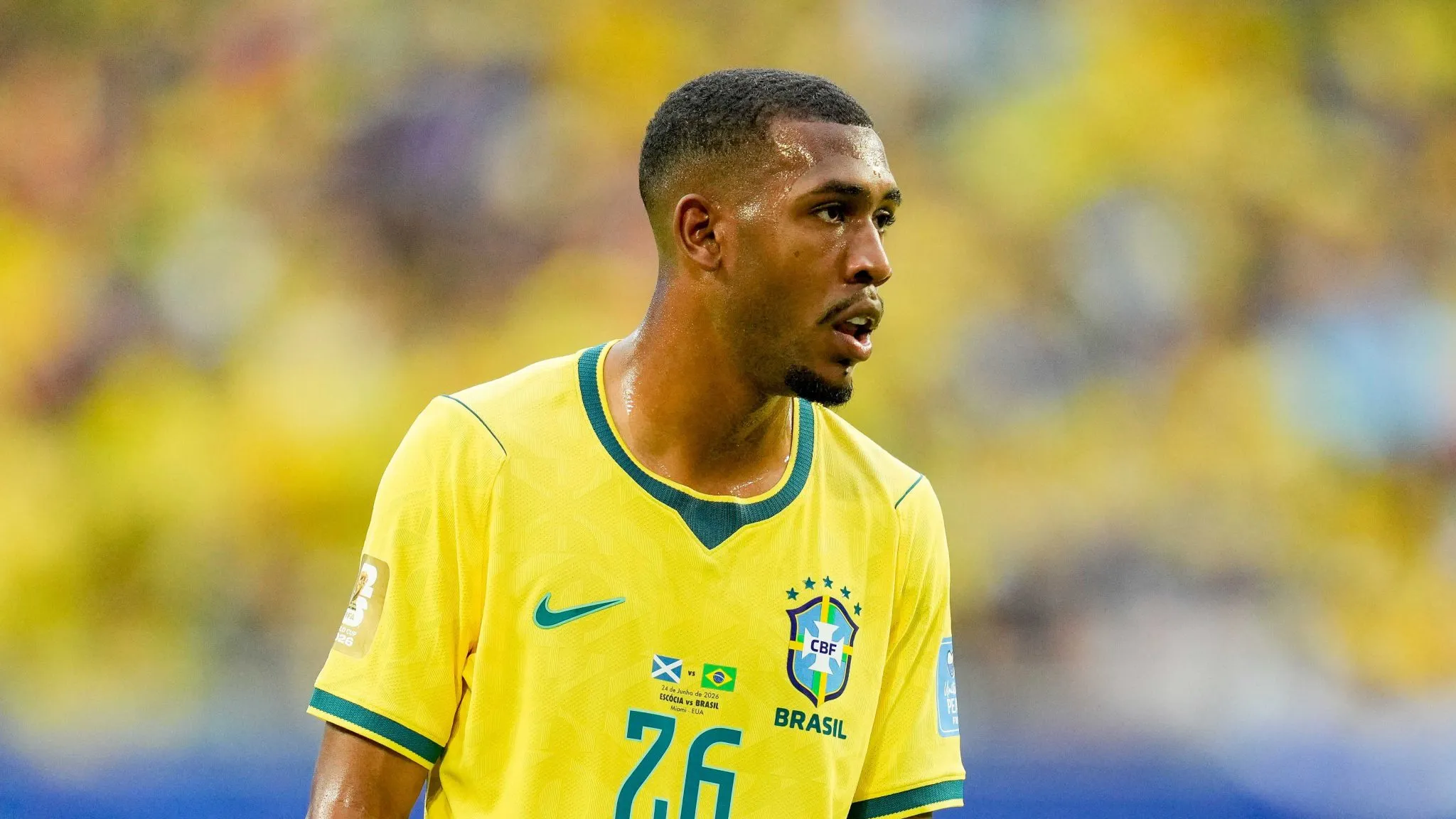 Rayan durante Brasil e Esc&oacute;cia (Foto: DeFodi Images / Icon Sport)