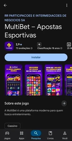 Aplicativo da Multibet na loja oficial da Play Store
