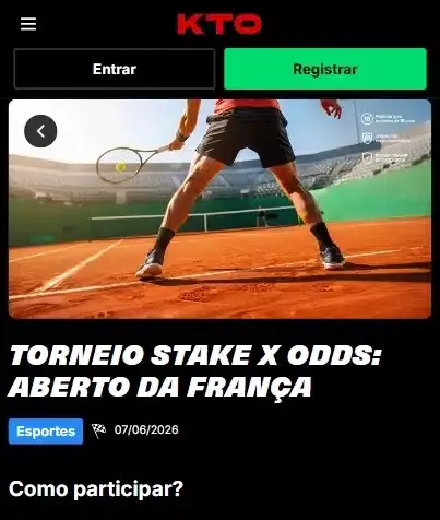 Promo&ccedil;&atilde;o da KTO no Rolando Garros 2026