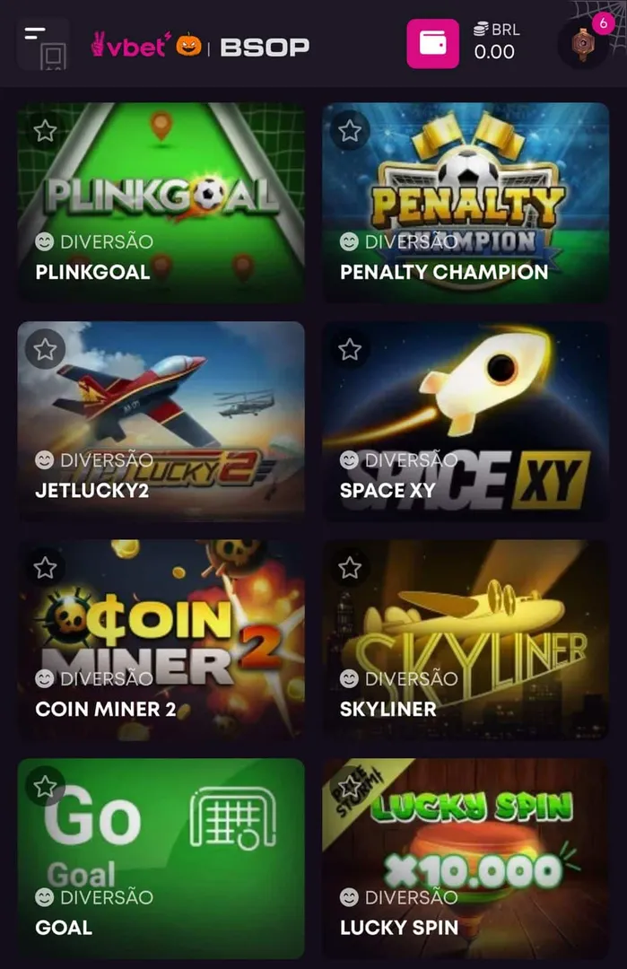 Captura da tela de crash games da Vbet, uma plataforma de 3 reais.