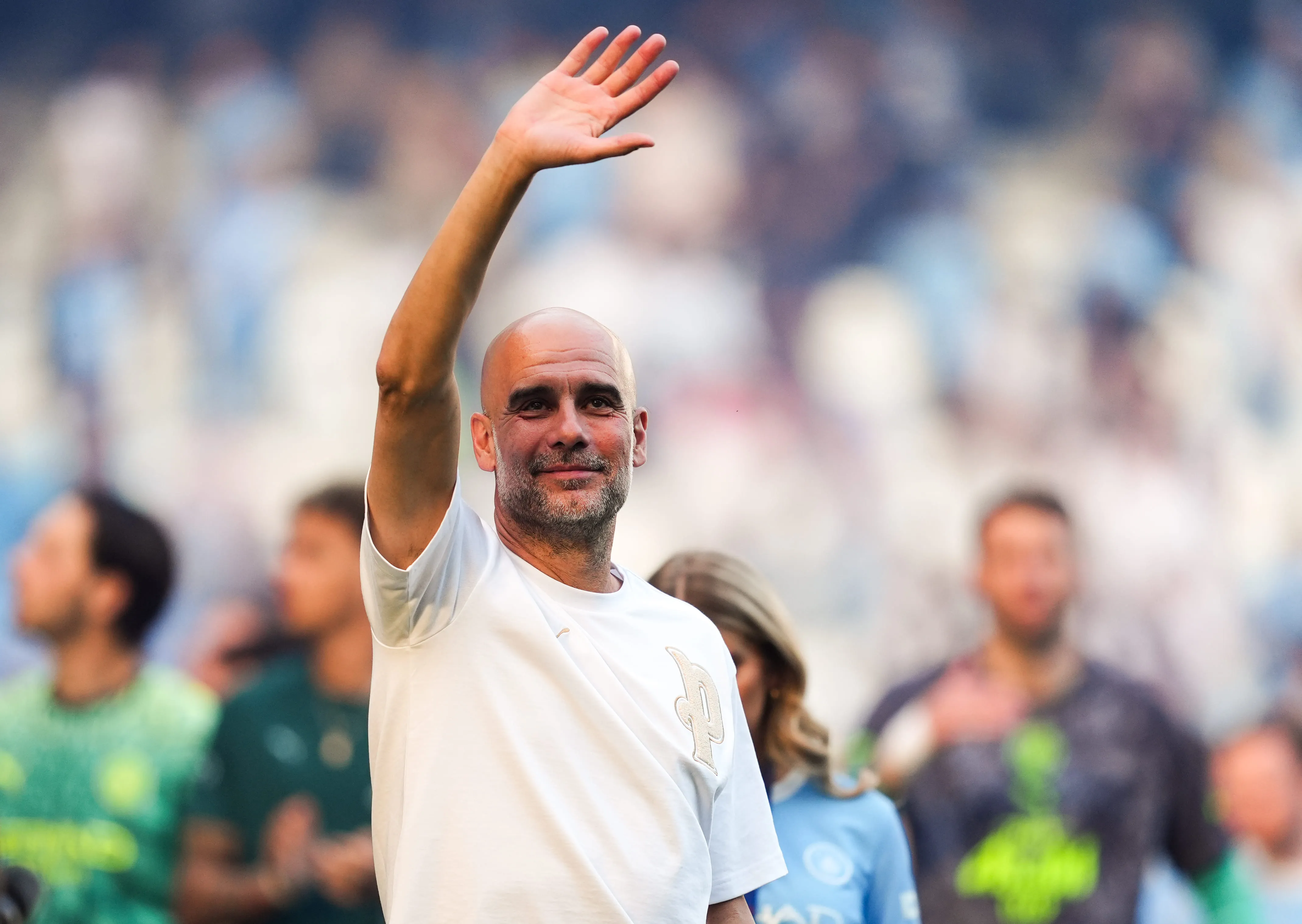 Guardiola durante sua despedida do Manchester City