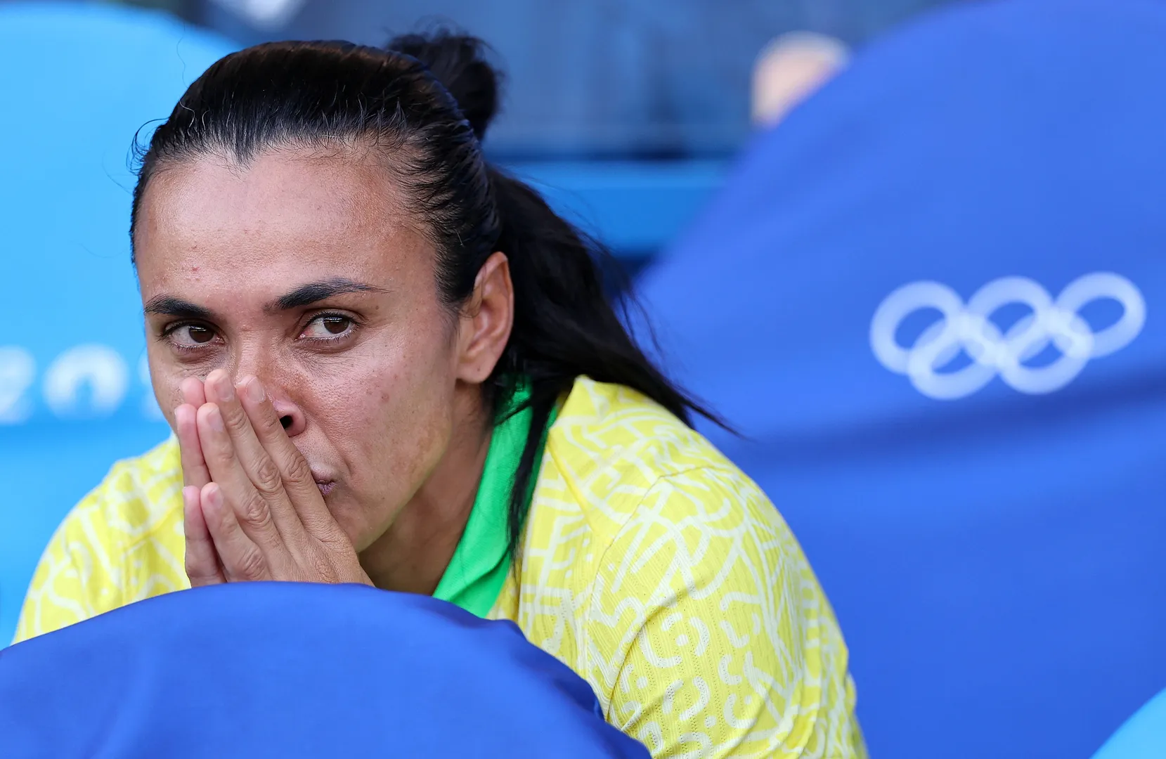 (240810) &mdash; PARIS, Aug. 10, 2024 &mdash; Marta of team Brazil reacts before the women s gold medal match of football between