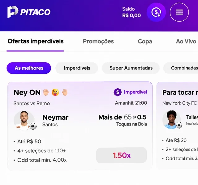 Mercados de desempenho individual dispon&iacute;veis na Pitaco