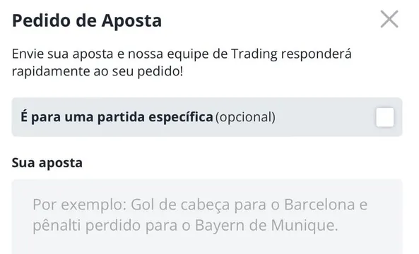 Pedido de aposta na Novibet