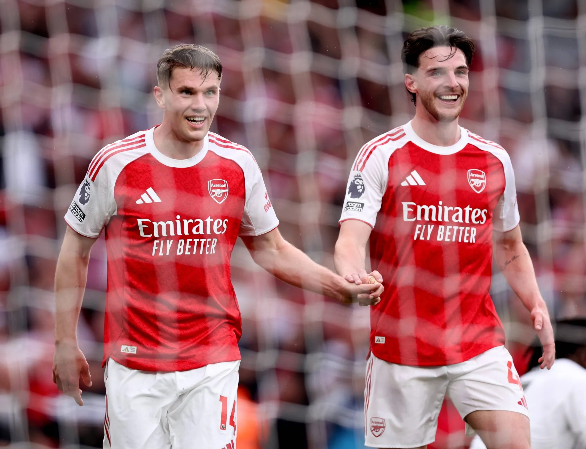 Gyokeres (&agrave; esquerda) e Rice (&agrave; direita), jogadores do Arsenal (Foto: Imago/ David Klein / Sportimage)