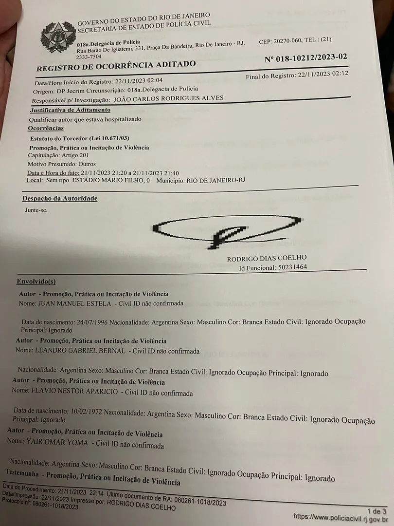 Sete argentinos foram detidos e soltos ap&oacute;s pagamento de R$ 200 em transa&ccedil;&atilde;o penal - Foto: Caio Blois/Trivela