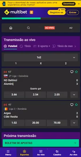 Captura de tela da p&aacute;gina de streaming em esportes da Multibet