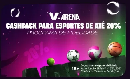 Cashback de at&eacute; 20% nas apostas esportivas da Vbet