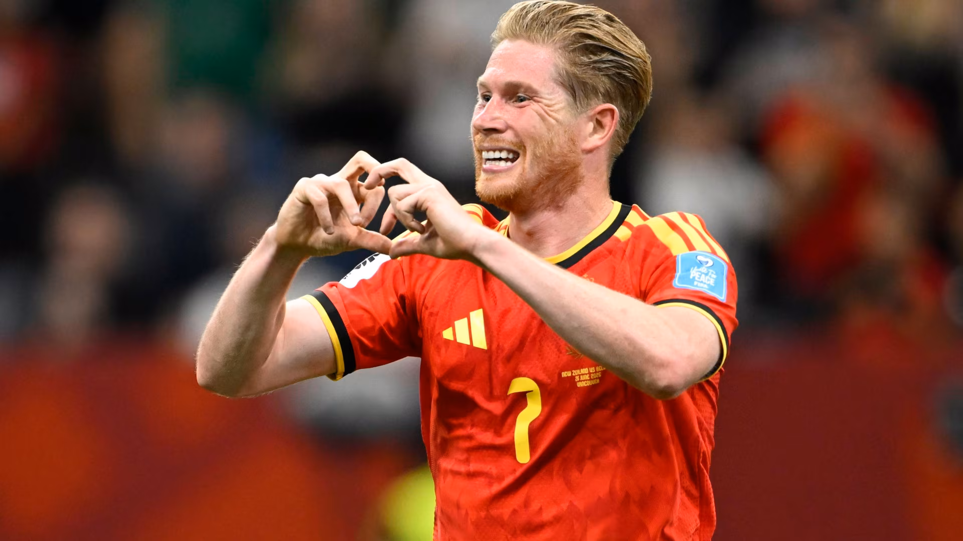 Kevin De Bruyne, atacante da B&eacute;lgica, comemora seu gol (3-0) durante a partida entre Nova Zel&acirc;ndia e B&eacute;lgica pelo Grupo G da Copa do Mundo FIFA 2026, no BC Place Stadium, em Vancouver, no Canad&aacute;, em 26 de junho de 2026.