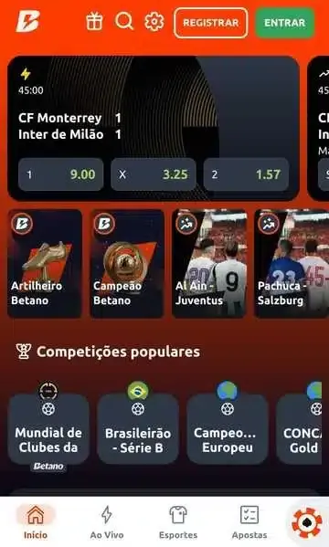 Captura de tela da p&aacute;gina inicial da Betano Brasil