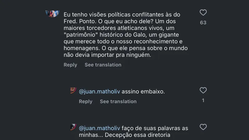 Torcedores contr&aacute;rios a ideologia de Fred apoiam ele como torcedor e s&iacute;mbolo do Galo