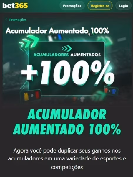 Acuuladores Aumentados na bet365
