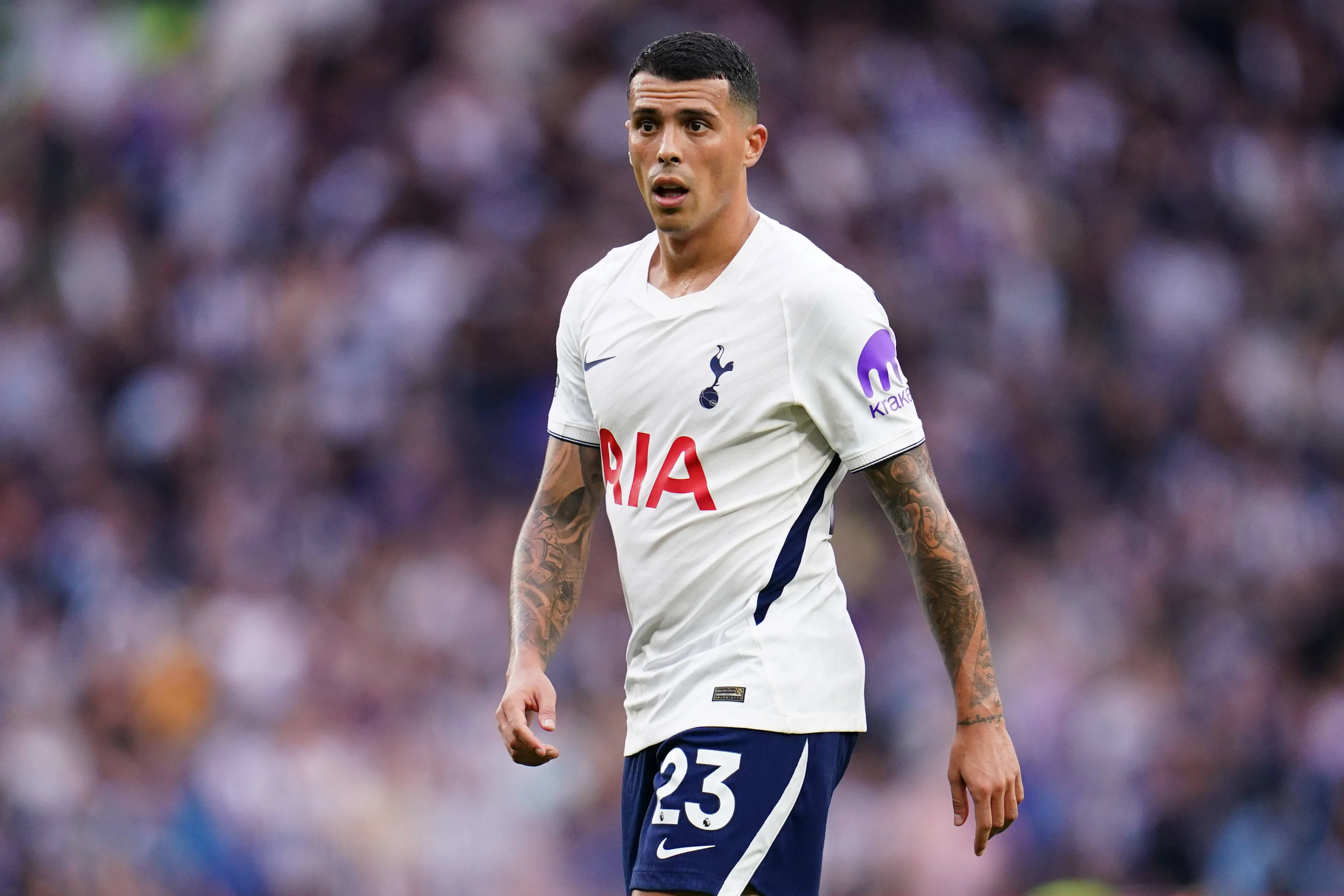 Pedro Porro em a&ccedil;&atilde;o pelo Tottenham