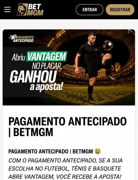 Pagamento Antecipado, da BetMGM