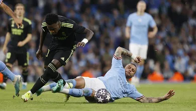 Implac&aacute;vel contra Vin&iacute;cius, Kyle Walker anulou o melhor do Real Madrid e permitiu que o melhor do City florescesse