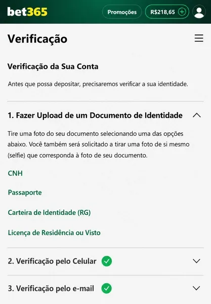 Verifica&ccedil;&atilde;o de conta na bet365