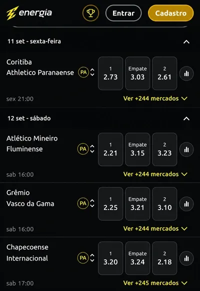Pagamento Antecipado de 2 gols na Energia Bet
