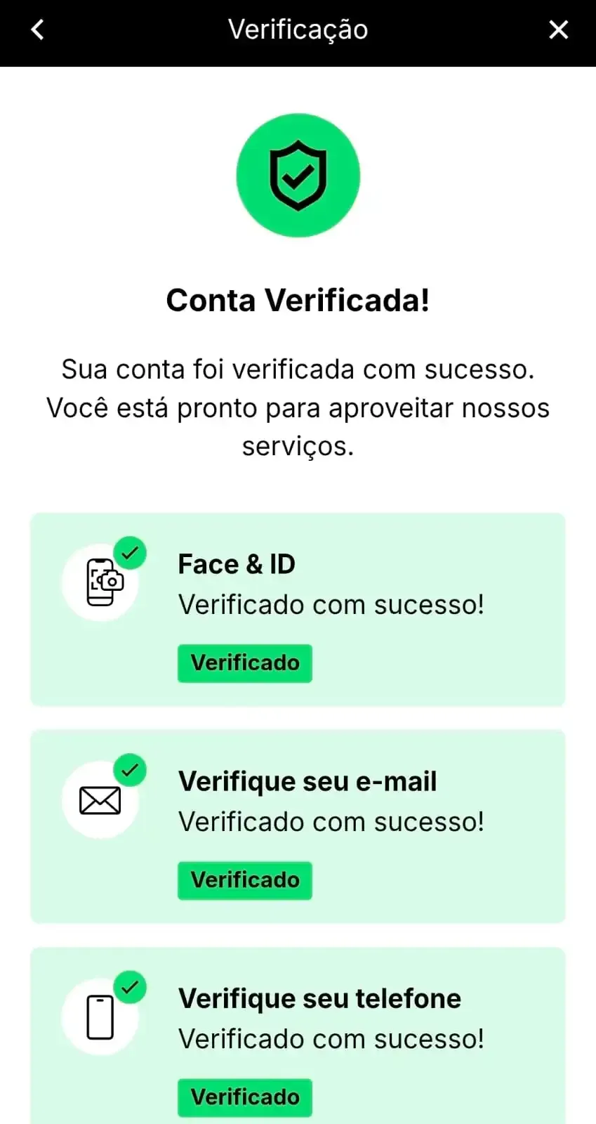 Captura de tela da KTO exibindo as confirma&ccedil;&otilde;es de conta verificada ap&oacute;s o cadastro.