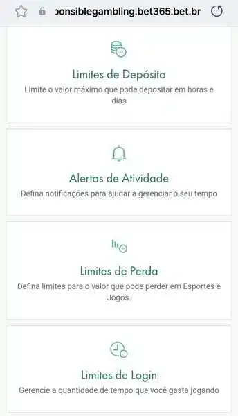 Captura de tela com os recursos de jogo respons&aacute;vel da Bet365