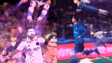 Messi, Cristiano, One Piece, Dragon Ball e Naruto: sim, todos eles juntos e ficou incr&iacute;vel