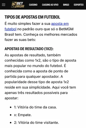 Tutorial de apostas que fica dispon&iacute;vel no site da BetMGM
