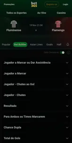 Captura de tela do recurso Criar Aposta, dispon&iacute;vel na Bet365