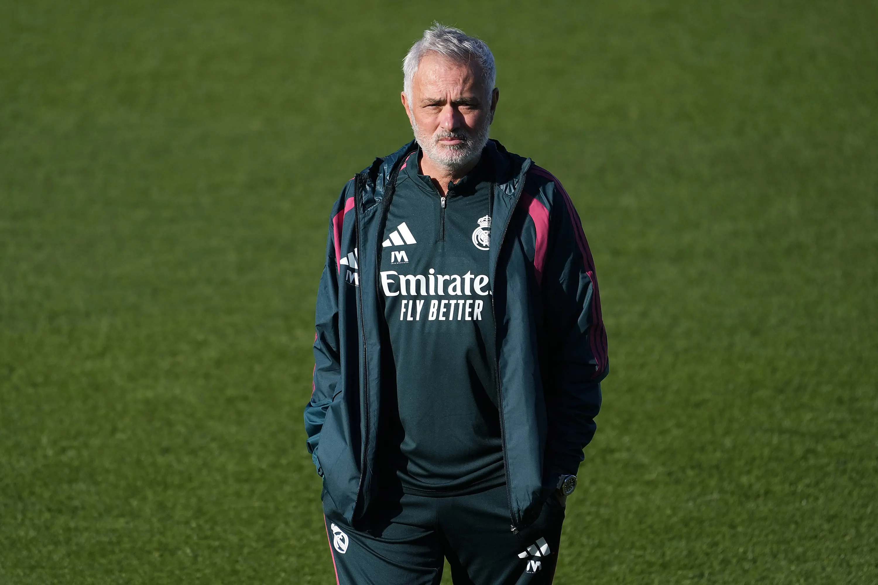 Jos&eacute; Mourinho em treino do Real Madrid