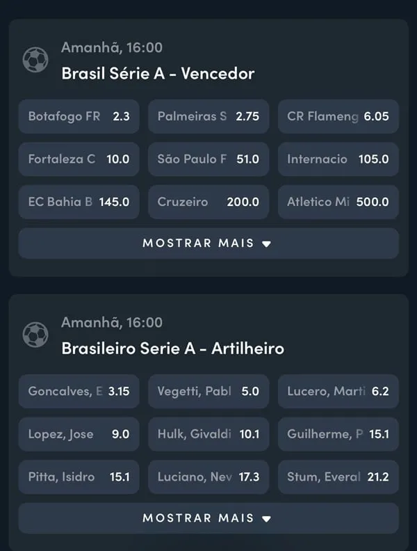 Captura de tela dos mercados de longo prazo da Jonbet Brasil no Brasileir&atilde;o