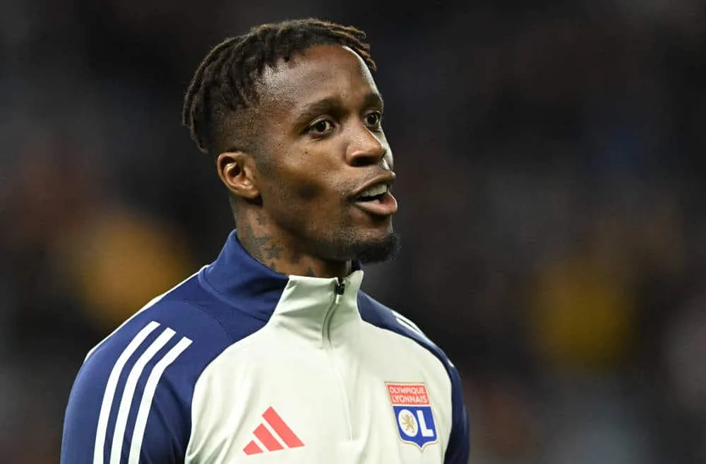 Glasgow, Scotland, 3rd October 2024. Wilfried Zaha of Olympique Lyonnais during the UEFA Europa League match at Ibrox St