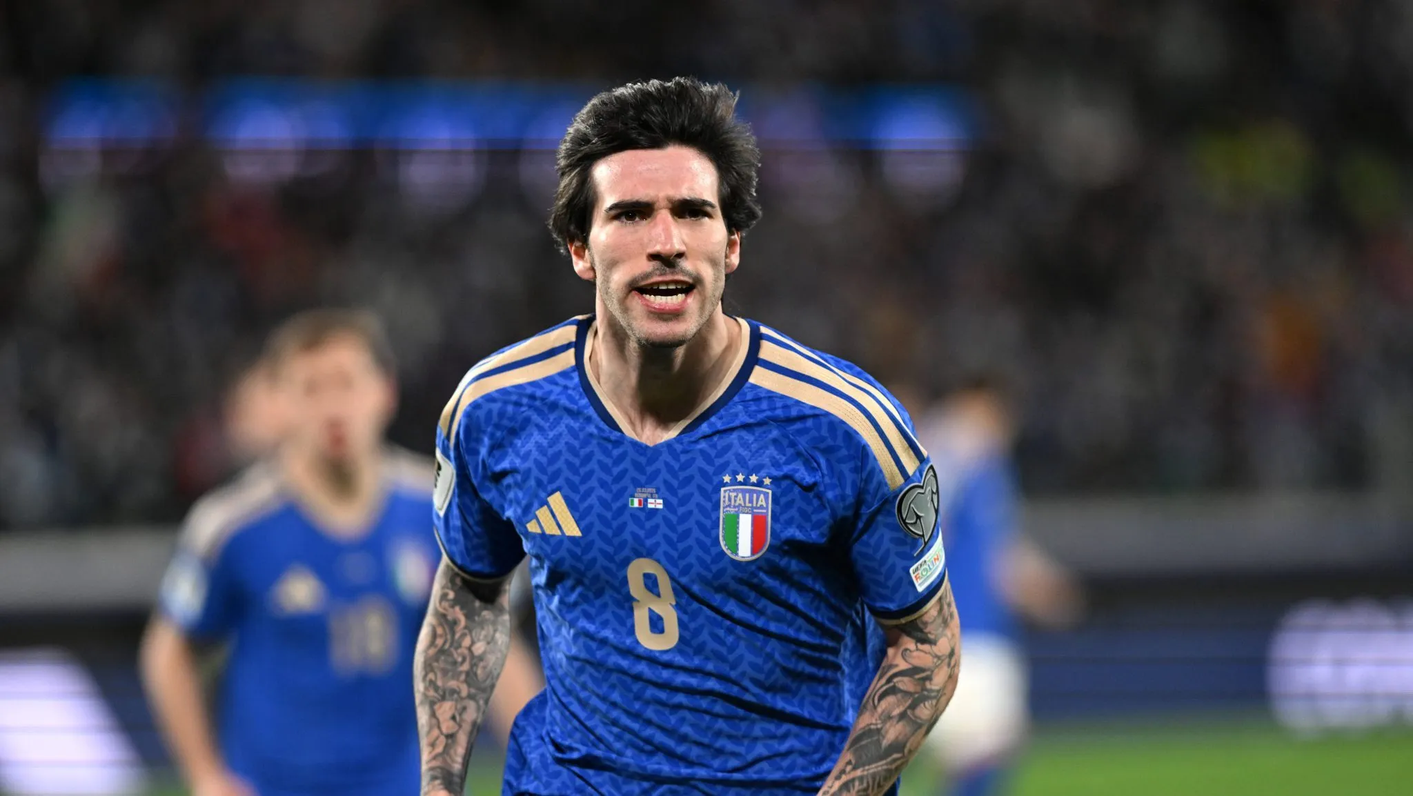 Tonali comemora gol da sele&ccedil;&atilde;o italiana