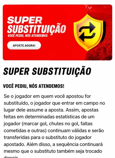 "Super Substitui&ccedil;&atilde;o", recurso da Superbet dispon&iacute;vel na Copa do Mundo 2026