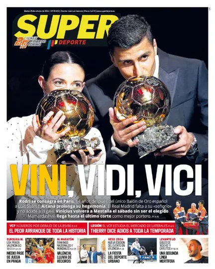 Revista espanhola provoca Vini Jr ap&oacute;s n&atilde;o premia&ccedil;&atilde;o do brasileiro na Bola de Ouro
