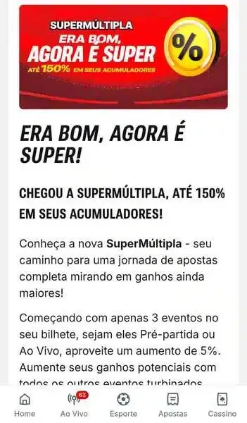 Detalhes da promo&ccedil;&atilde;o que turbina em at&eacute; 150% as m&uacute;ltiplas na Superbet