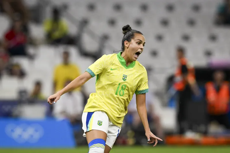 Gabi Portilho celebra gol pela sele&ccedil;&atilde;o brasileira