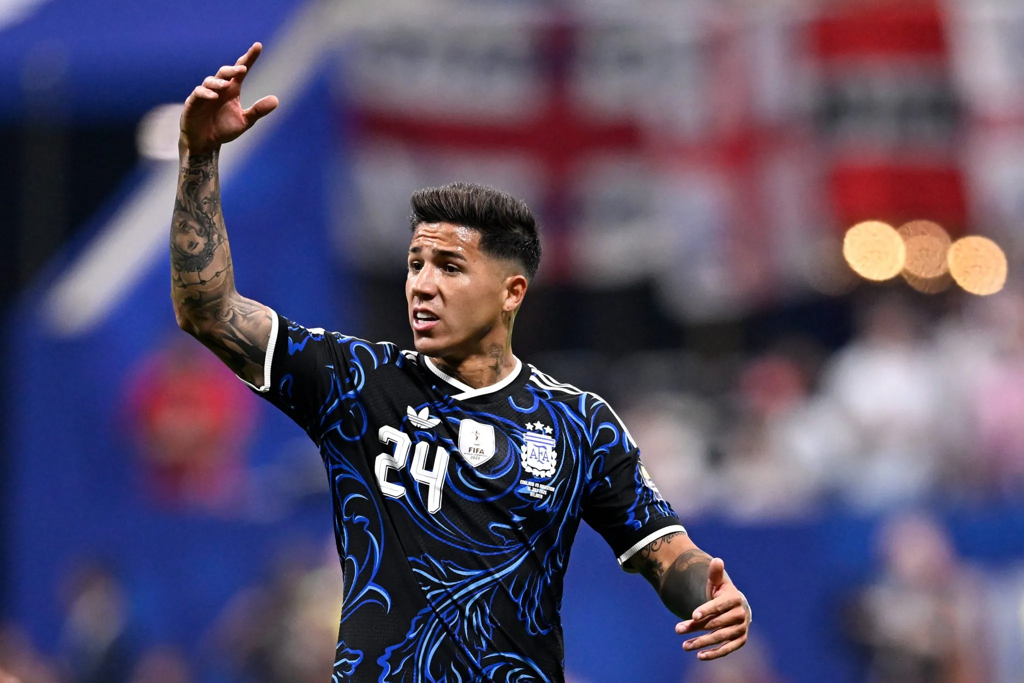 Enzo Fern&aacute;ndez em Argentina x Inglaterra na Copa do Mundo