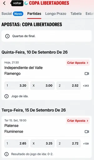 Transmiss&atilde;o gr&aacute;tis de jogos da Libertadores na Superbet