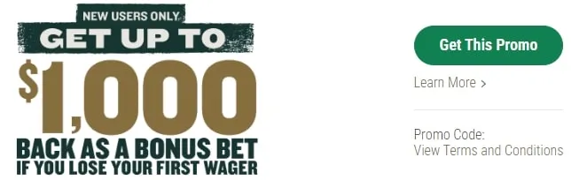 Imagem promocional da oferta para novos usu&aacute;rios da Caesars nos Estados Unidos, com at&eacute; $1000 em aposta gr&aacute;tis