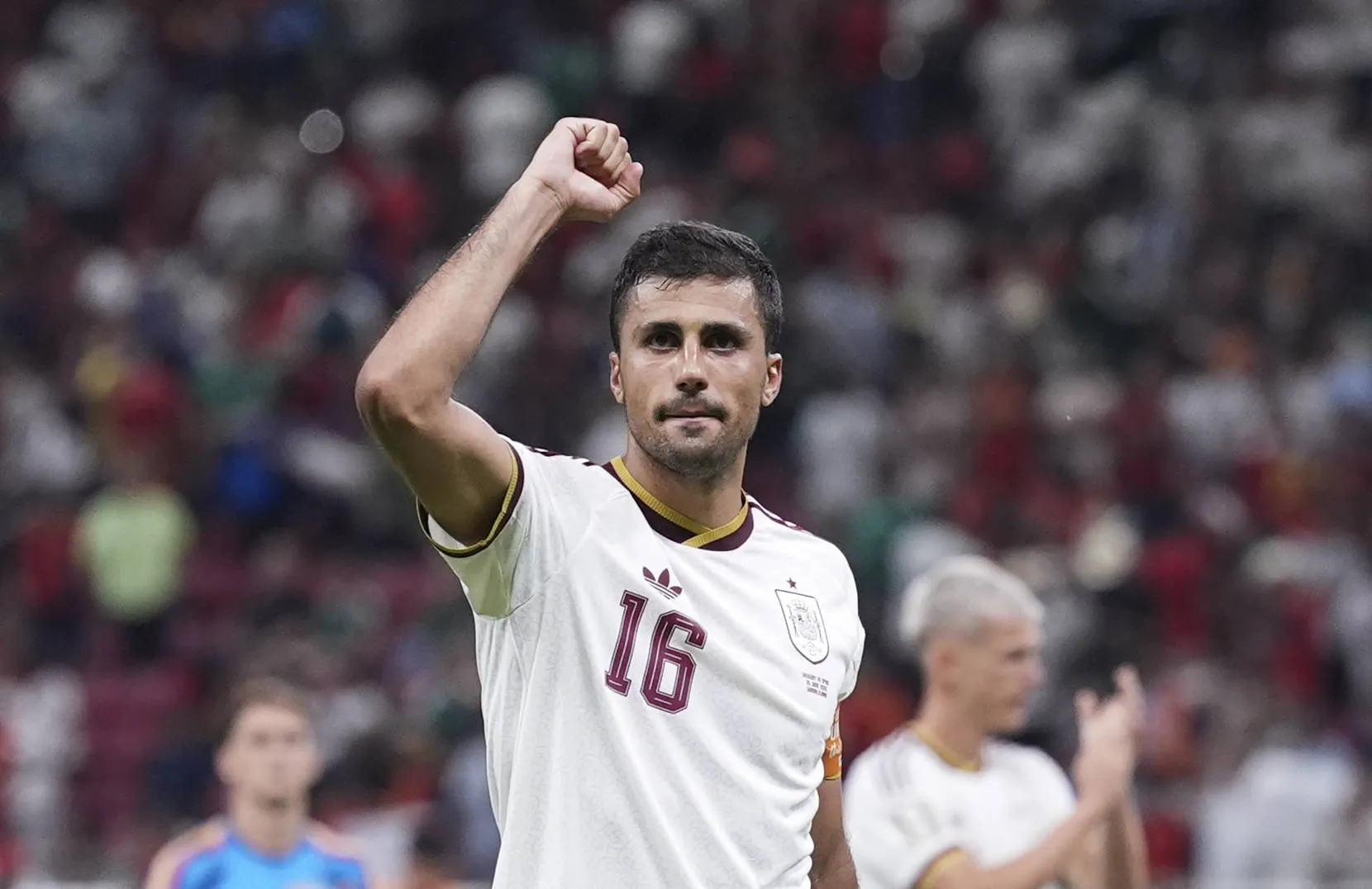 Rodri comemora vit&oacute;ria da Espanha na Copa do Mundo