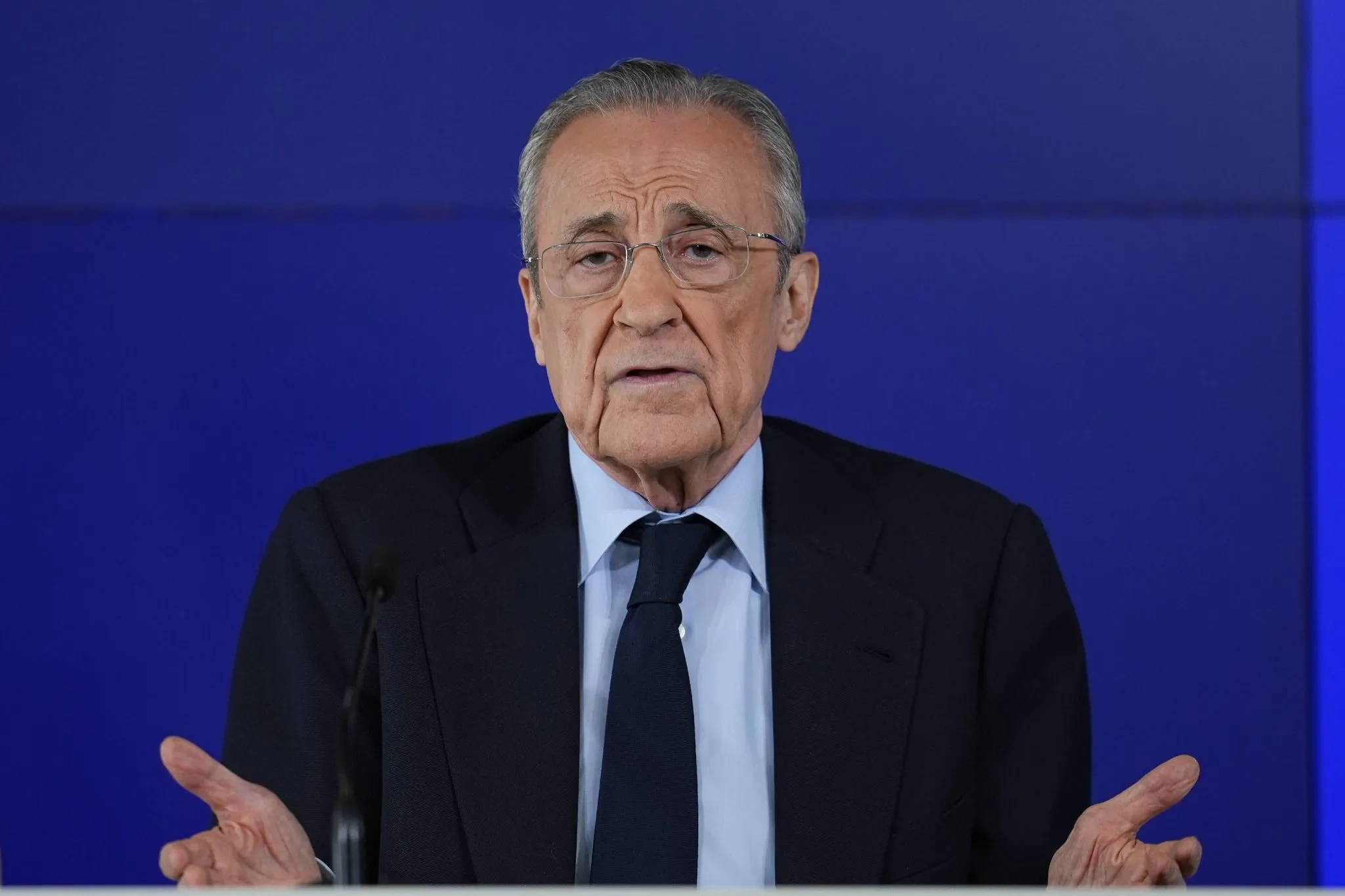 Florentino P&eacute;rez em coletiva do Real Madrid. Foto: IMAGO/ZUMA Press Wire