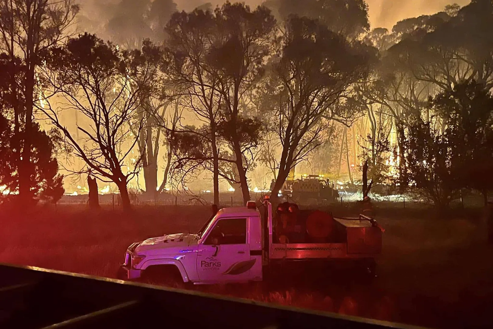 BUSHFIRES VICTORIA, A supplied undated image obtained on Tuesday, December 17, 2024, of a fire burning near Creswick, no