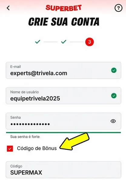 C&oacute;digo de b&ocirc;nus Superbet 2026: use SUPERTRV