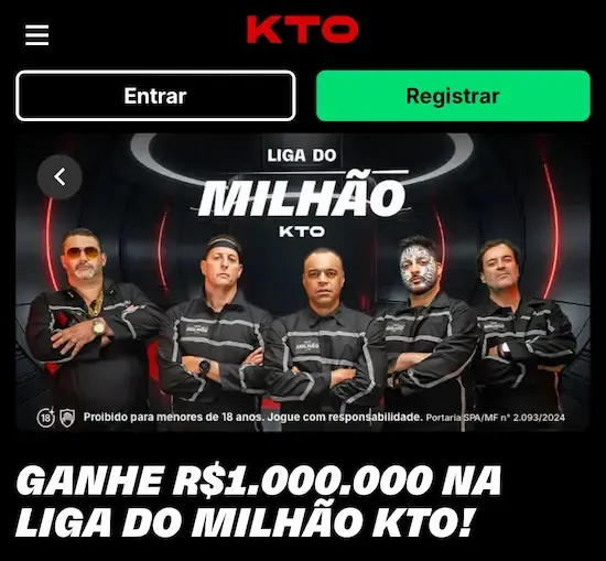 Captura de tela de promo&ccedil;&atilde;o da KTO que d&aacute; apostas gr&aacute;tis