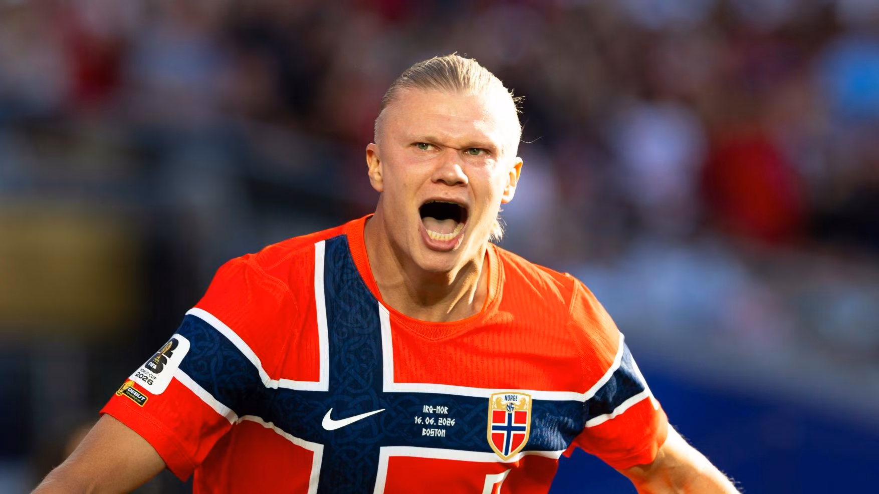 Erling Haaland comemora ap&oacute;s marcar gol pela Noruega (Foto: IMAGO / ZUMA Press Wire)