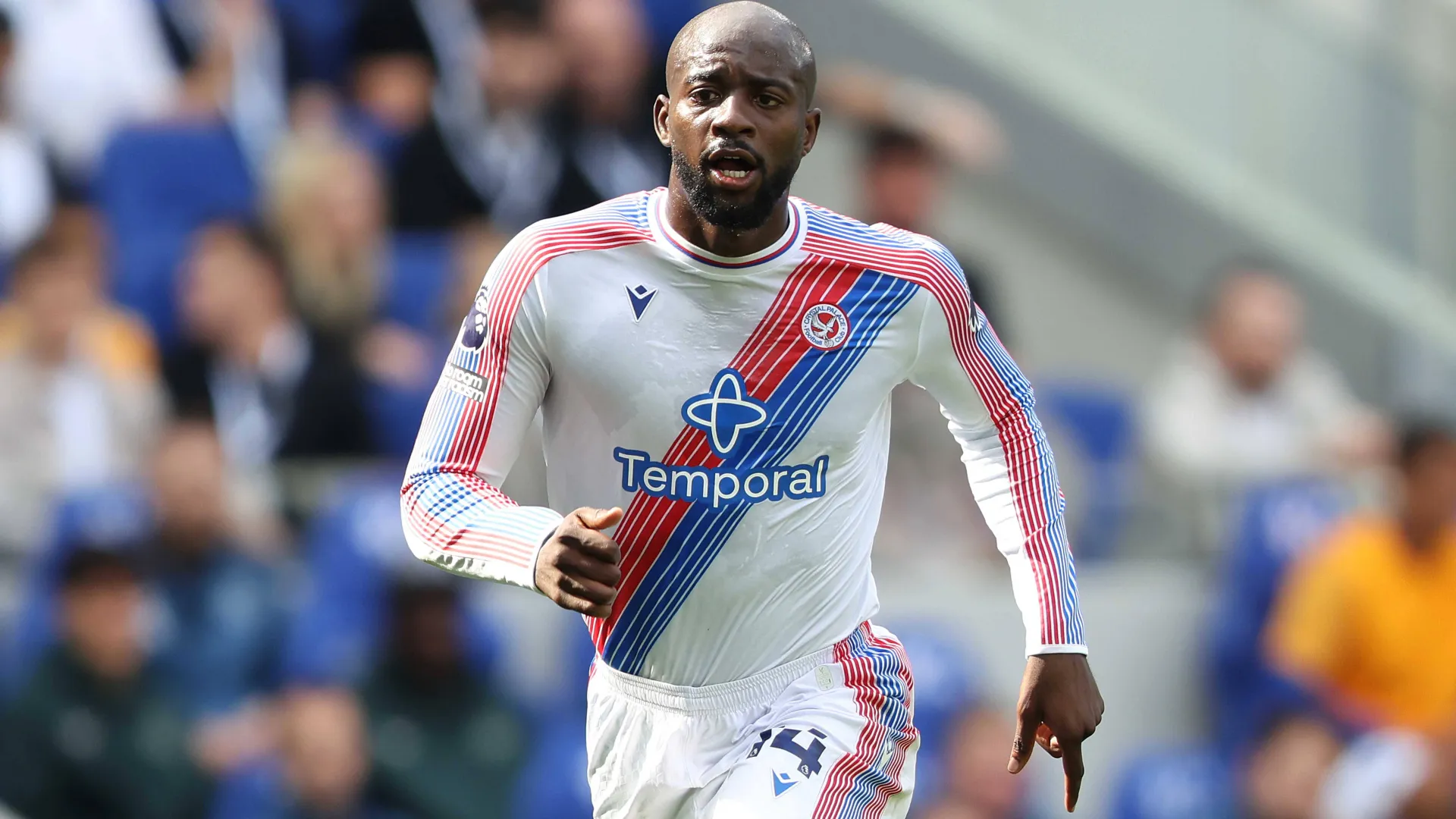 Jean-Philippe Mateta, atacante do Crystal Palace, durante a partida da Premier League entre Everton e Crystal Palace, no Hill Dickinson Stadium, em Liverpool, em 22 de agosto de 2026.