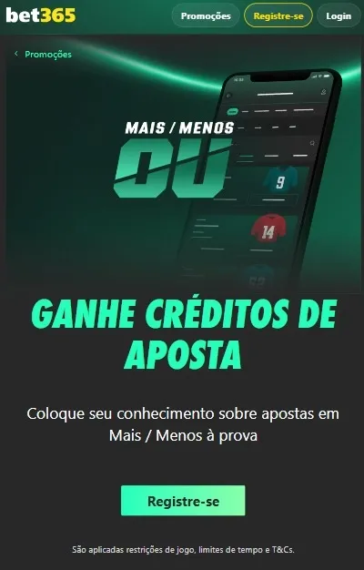 Banner promocional da oferta "Cr&eacute;ditos de Aposta" da bet365